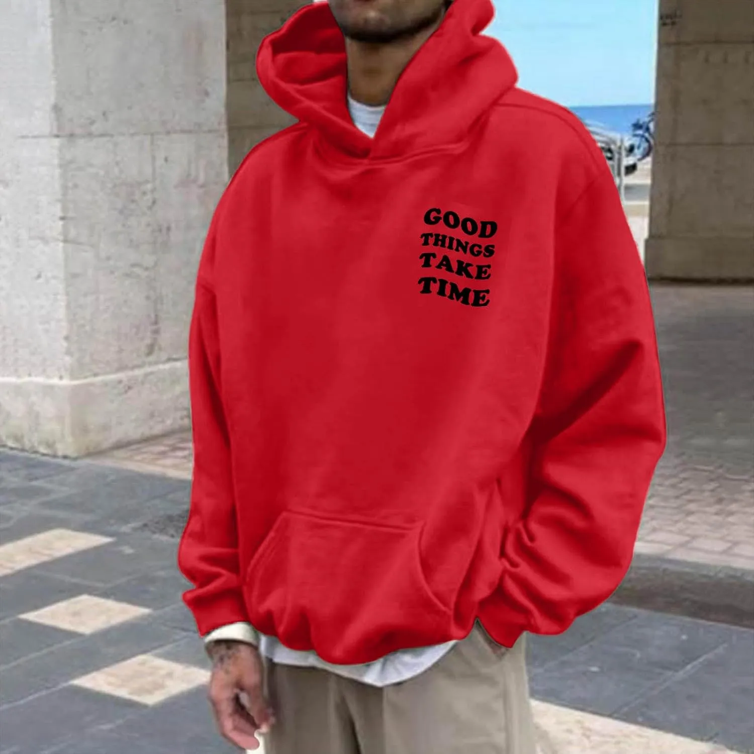 Jesus Saves Letter Print Hoodies for Men Christian Pullover with Pocket Faith Hooded Sweatshirt Religious Oversized Tops