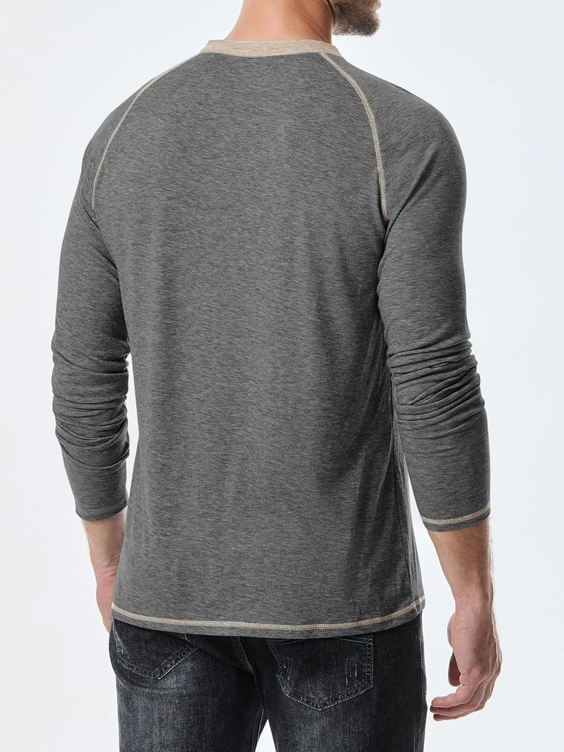 JMIERR Men's Henley Long/Short Sleeve T-Shirt Stretch Cotton Casual Pullover Tee Shirts with Pockets