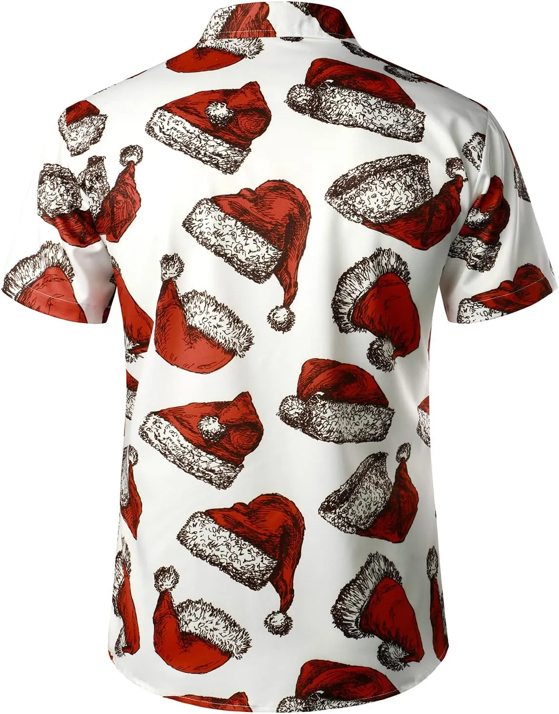 JOGAL Men's Christmas Shirt Santa Claus Party Flamingo Casual Hawaiian Shirts