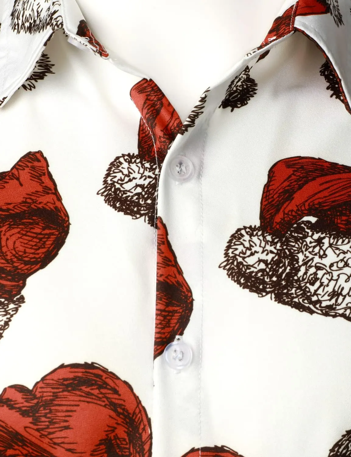 JOGAL Men's Christmas Shirt Santa Claus Party Flamingo Casual Hawaiian Shirts