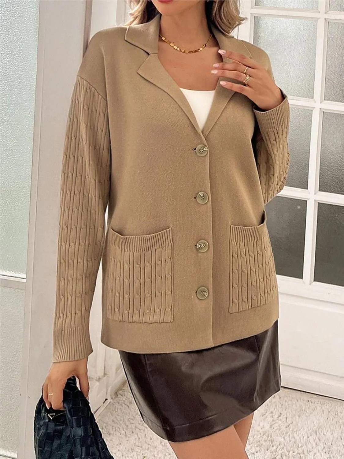 Kate Kasin Women Sweater Blazer Casual Office Business Work Jacket Knit Blazer Sweater Coat S-2xl