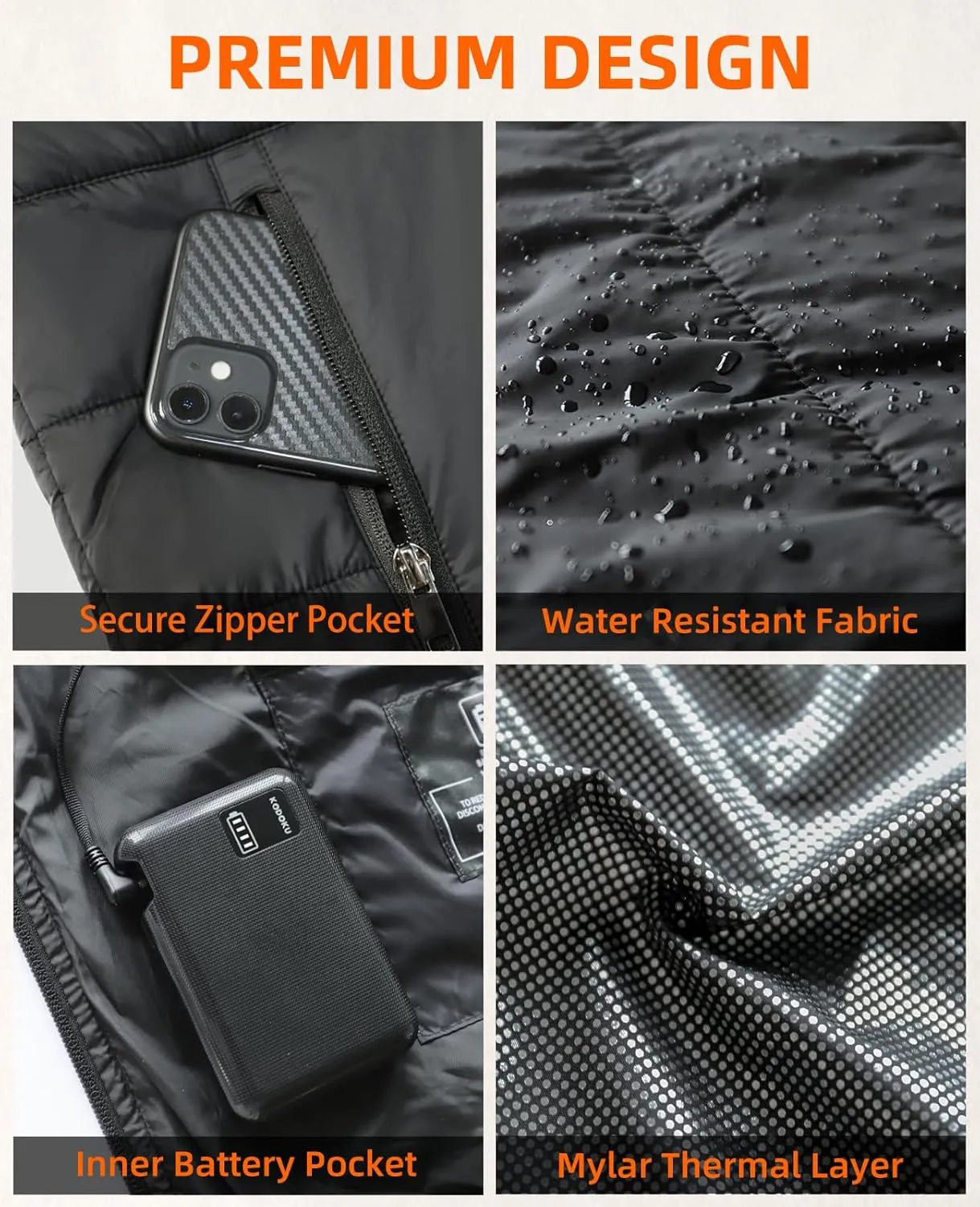 KODOKU Men's Heated Vest with Battery Pack 7.4V, 2024 Upgrade Heating Wire, Lightweight Vest Base Layer for Winter Outdoor