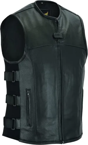 Leatherick Mens Warrior Style Leather Motorcycle Vest for Men with Concealed Carry Pockets