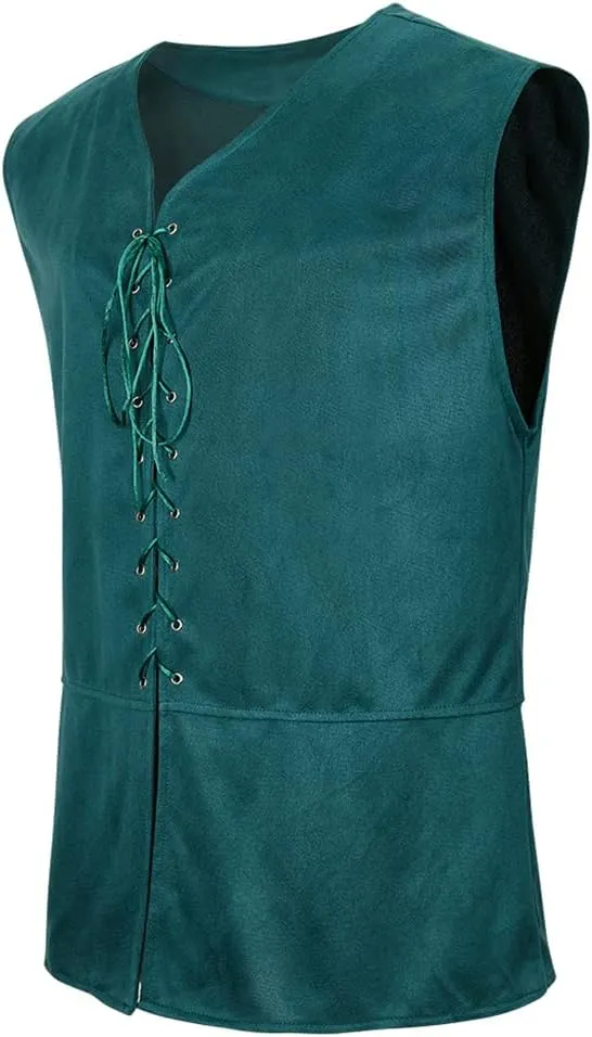 Lehauya Men's Pirate Vest Renaissance Vest Costume Pirate Costumes Medieval Steampunk Gothic Waistcoat