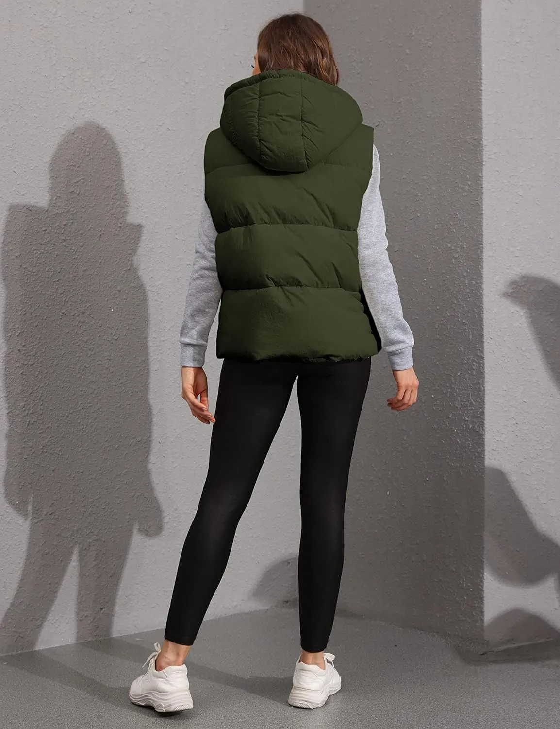 Lentta Women's Sleeveless Quilted Winter Warm Hooded Puffer Vest Padded Gilet Coat