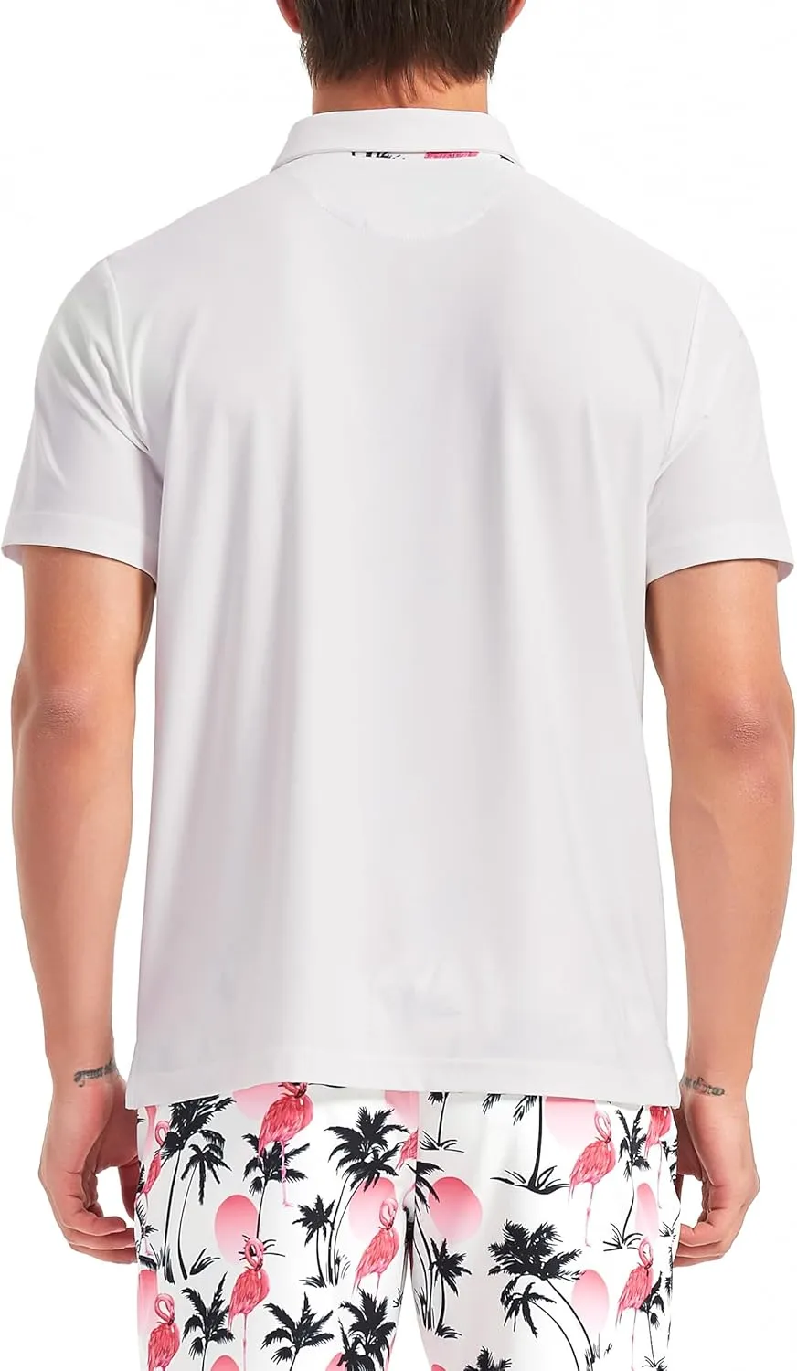 Lesmart Mens Golf Polo Shirts Casual Short Sleeve Quick-Dry Collar Print Light Weight Shirts for Men