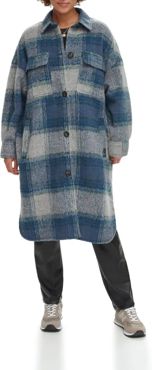 Levi's Women's Long Plaid Flannel Shirt Jacket