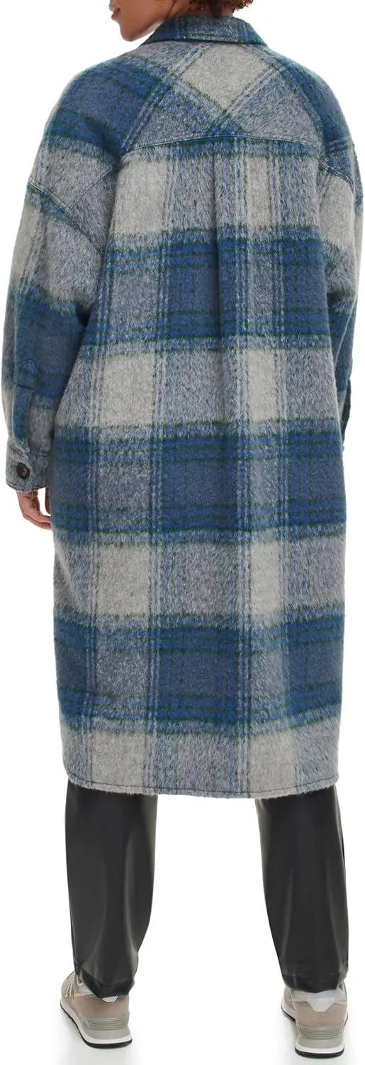Levi's Women's Long Plaid Flannel Shirt Jacket