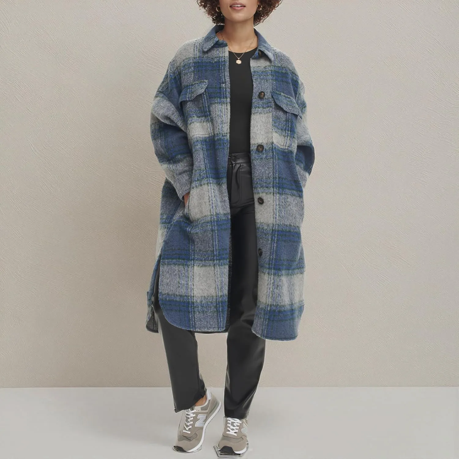 Levi's Women's Long Plaid Flannel Shirt Jacket
