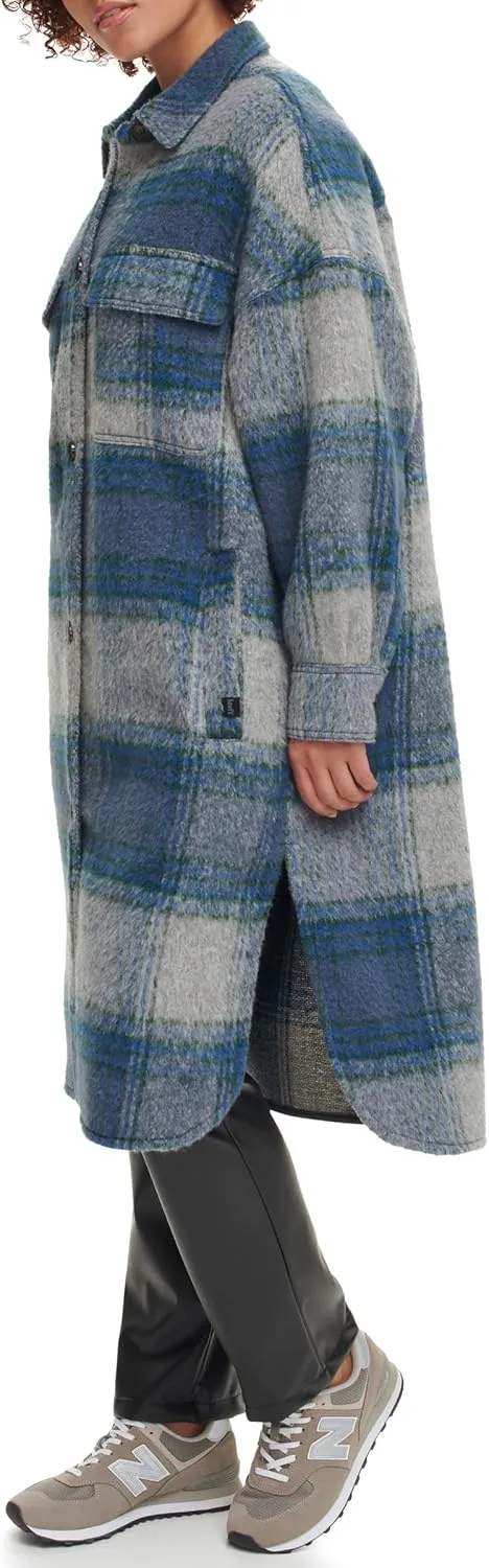 Levi's Women's Long Plaid Flannel Shirt Jacket