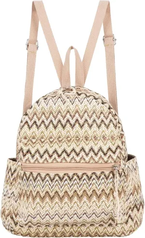 Lightweight Straw Crochet Drawstring Bucket Bag Beach Bag Hollow Out Shoulders Bag for Women One Size