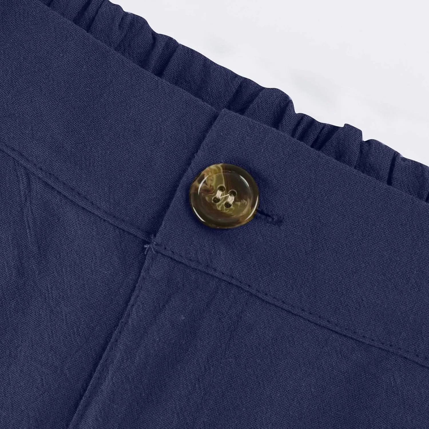 Linen Pants Women Plus Size Short Women's Casual Cotton Linen Baggy Pants with Elastic Waist Relax Fit Lantern Trouser