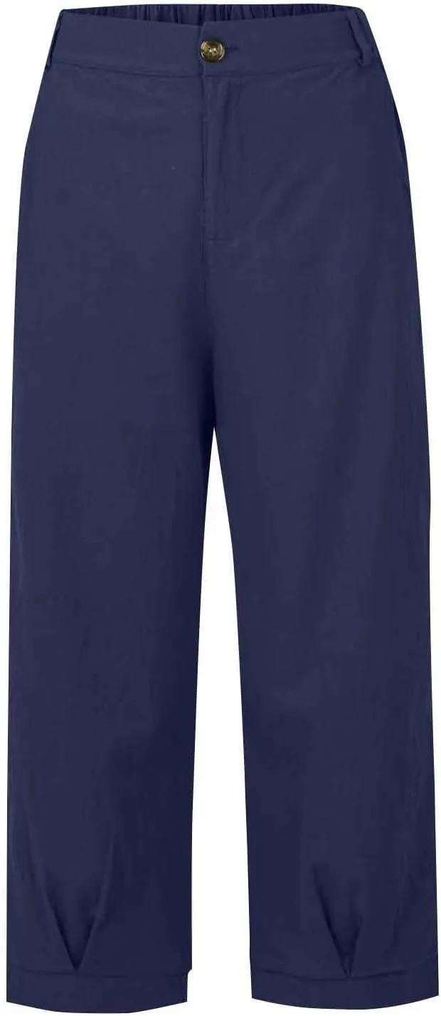 Linen Pants Women Plus Size Short Women's Casual Cotton Linen Baggy Pants with Elastic Waist Relax Fit Lantern Trouser