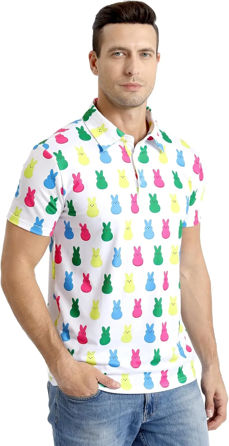 LINOCOUTON Men's Easter Day Short Sleeve Golf Polo Shirt