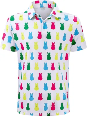 LINOCOUTON Men's Easter Day Short Sleeve Golf Polo Shirt