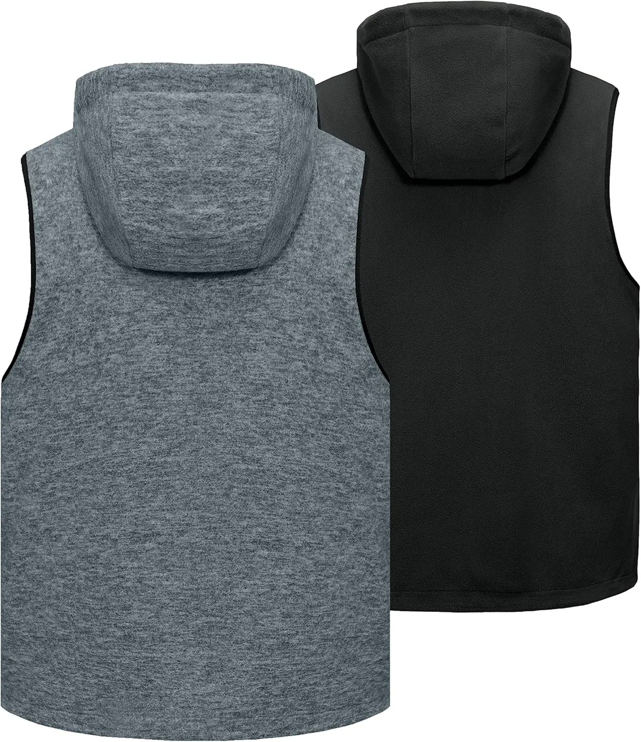 Little Donkey Andy Men's Reversible Fleece Vest Lightweight Warm Sleeveless Jacket with Hood for Hiking Walking Travel