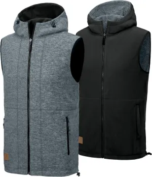 Little Donkey Andy Men's Reversible Fleece Vest Lightweight Warm Sleeveless Jacket with Hood for Hiking Walking Travel