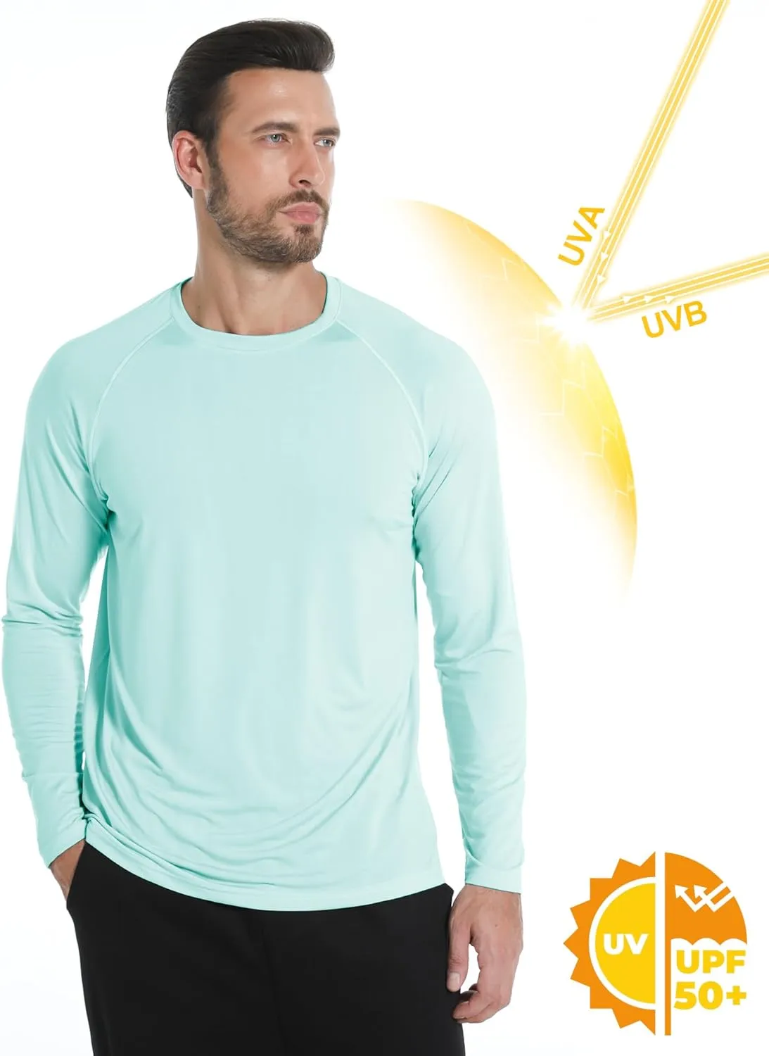 Long Sleeve Shirts for Men 5 Pack Athletic T Shirt UPF 50  Sun Protection Fishing Active Running Quick Dry Fit Tee Shirt