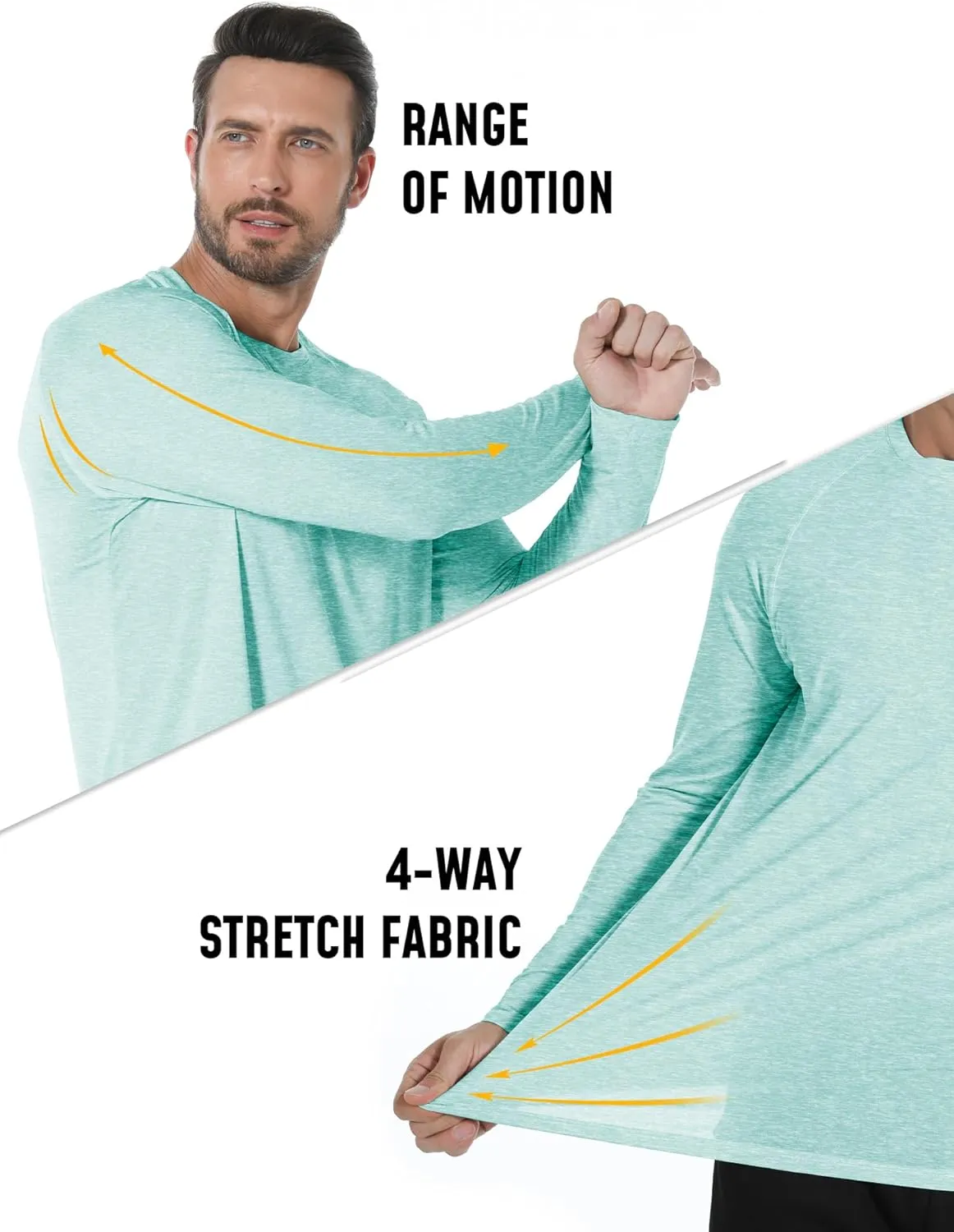 Long Sleeve Shirts for Men 5 Pack Athletic T Shirt UPF 50  Sun Protection Fishing Active Running Quick Dry Fit Tee Shirt