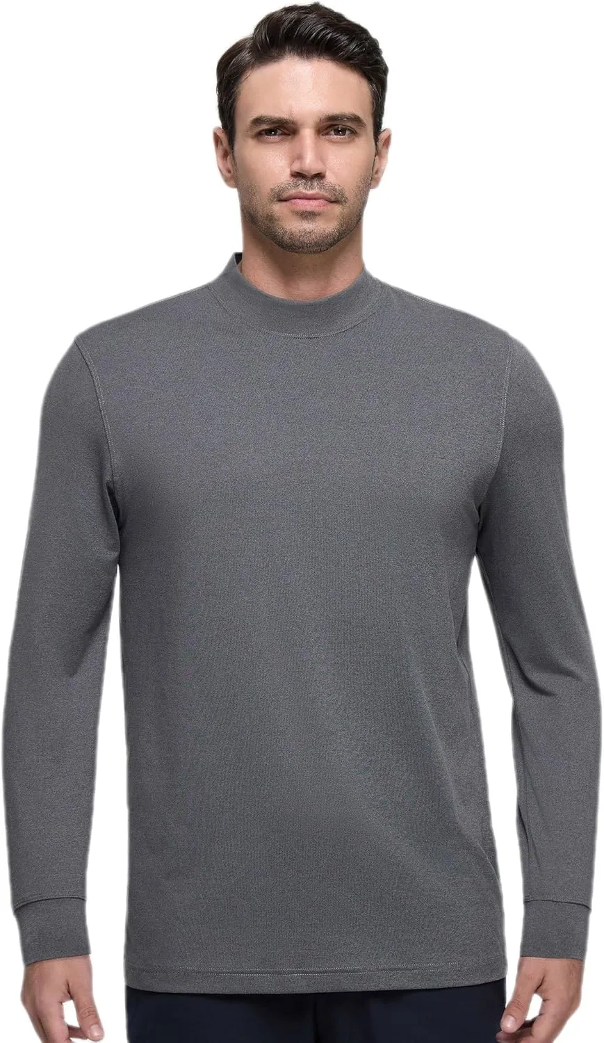 Long Sleeve Shirts for Men Mock Turtleneck Moisture Wicking Business Casual Pullover Undershirts Mens Tee Shirt Top