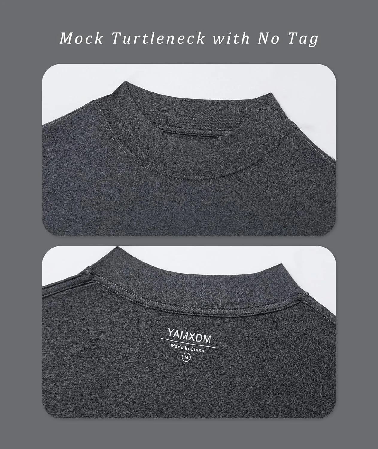 Long Sleeve Shirts for Men Mock Turtleneck Moisture Wicking Business Casual Pullover Undershirts Mens Tee Shirt Top