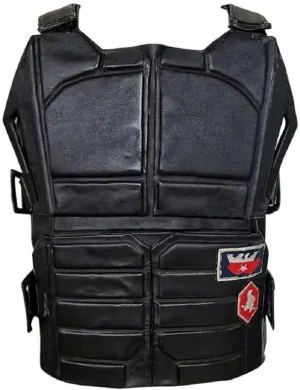 LP-FACON Mens 77 Punk Vest | Tactical Military Game Cosplay Costume Jacket | Black Faux & Real Leather
