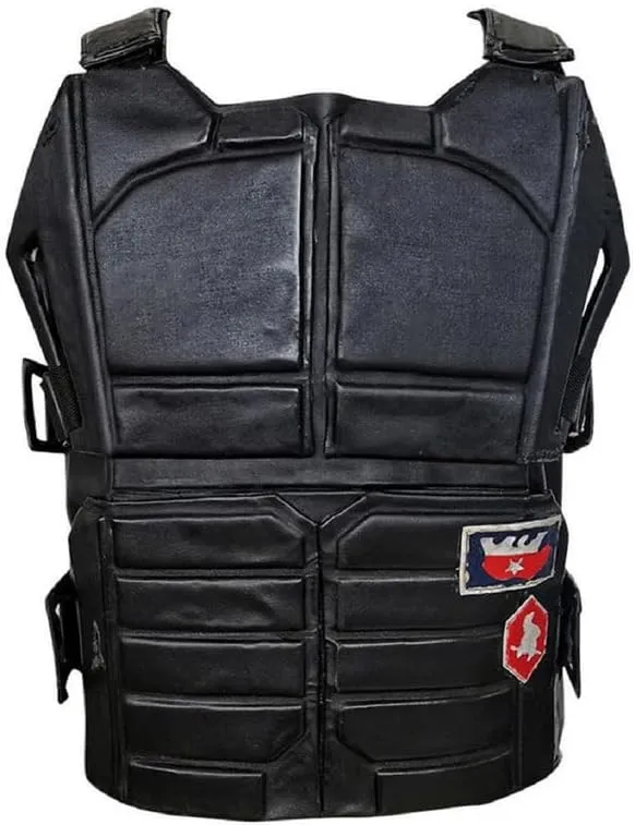 LP-FACON Mens 77 Punk Vest | Tactical Military Game Cosplay Costume Jacket | Black Faux & Real Leather