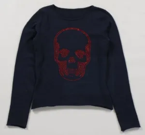 Lucien Pellat Knitwear Sweater Red Crystal Beads Skull Motif