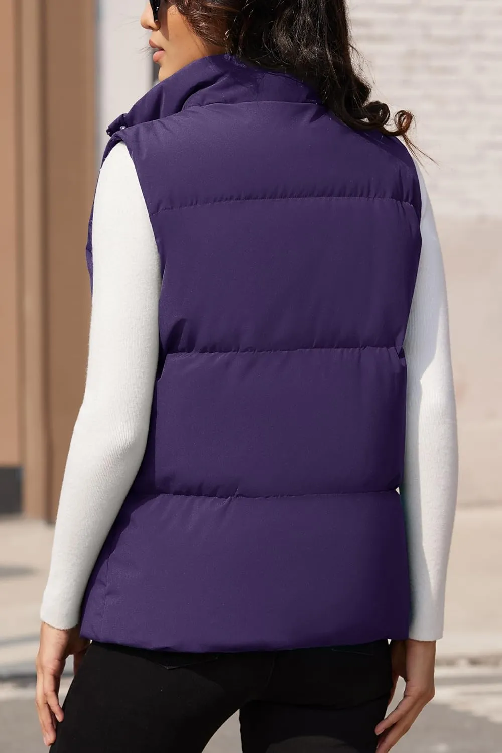 MAGCOMSEN Women's Puffer Down Vest Oversized Zip Up Outerwear Lightweight Winter Padded Gilet Jacket with Pockets