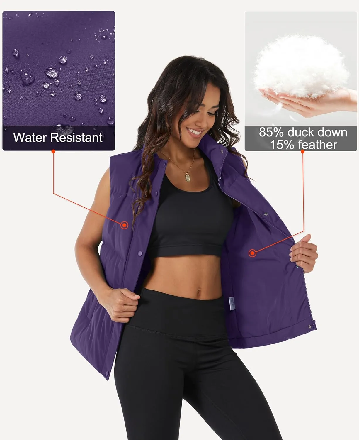 MAGCOMSEN Women's Puffer Down Vest Oversized Zip Up Outerwear Lightweight Winter Padded Gilet Jacket with Pockets