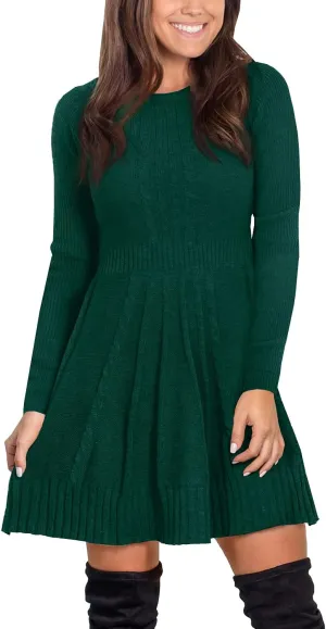 Maisolly Sweater Dress Pullover Tunic Long Sleeve Flare Dress