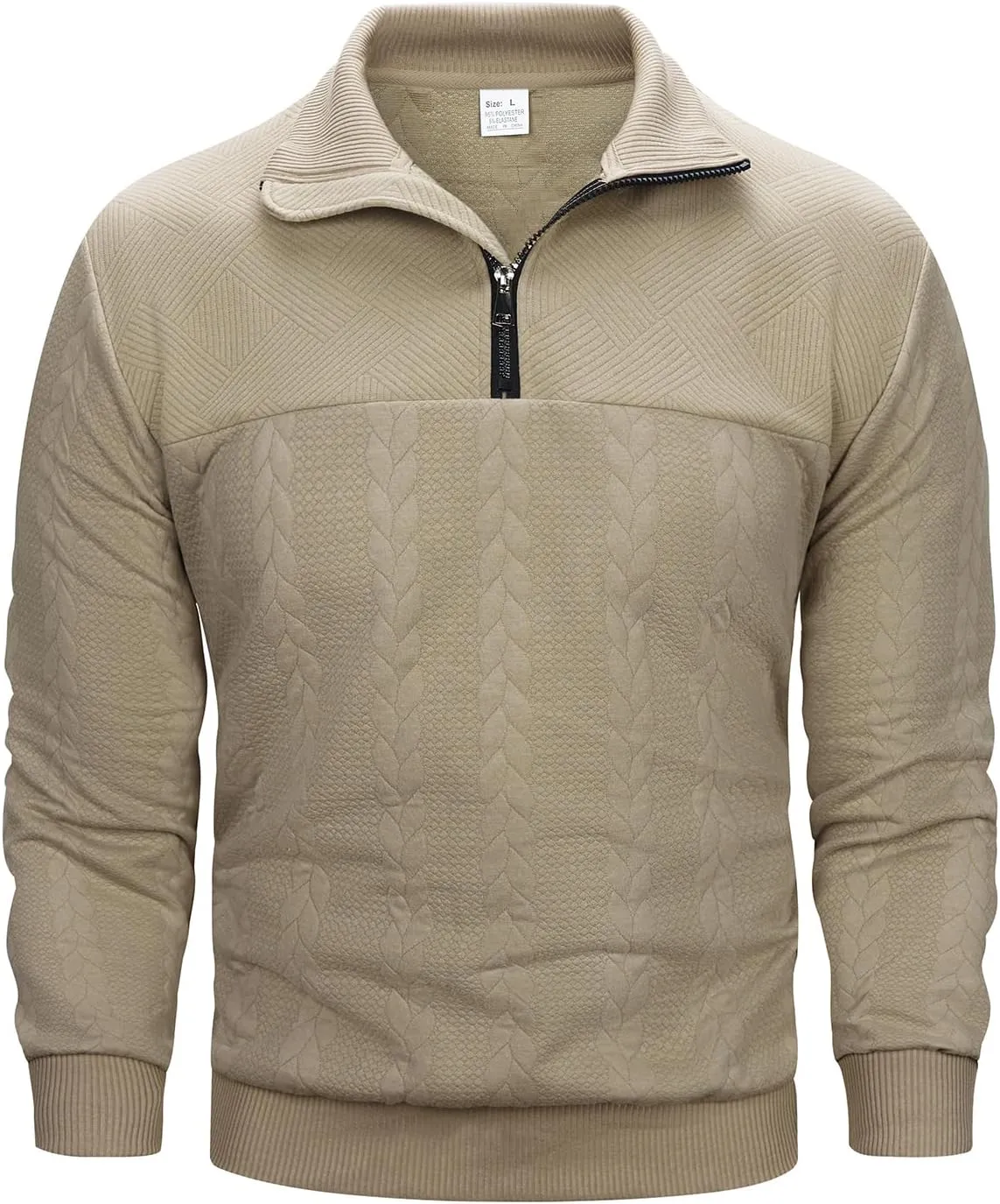 MANLUODANNI Men's Quarter Zip Sweater Lightweight Knitted Mock Neck Quilted Pullover Sweaters Long Sleeve Casual Jumper