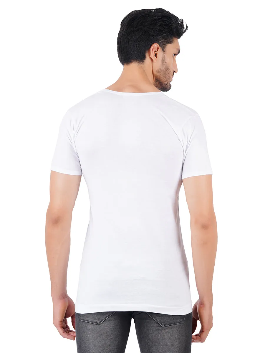 Men Fine Cotton White Banian RNS PlusSize Sukra-Pack of 2
