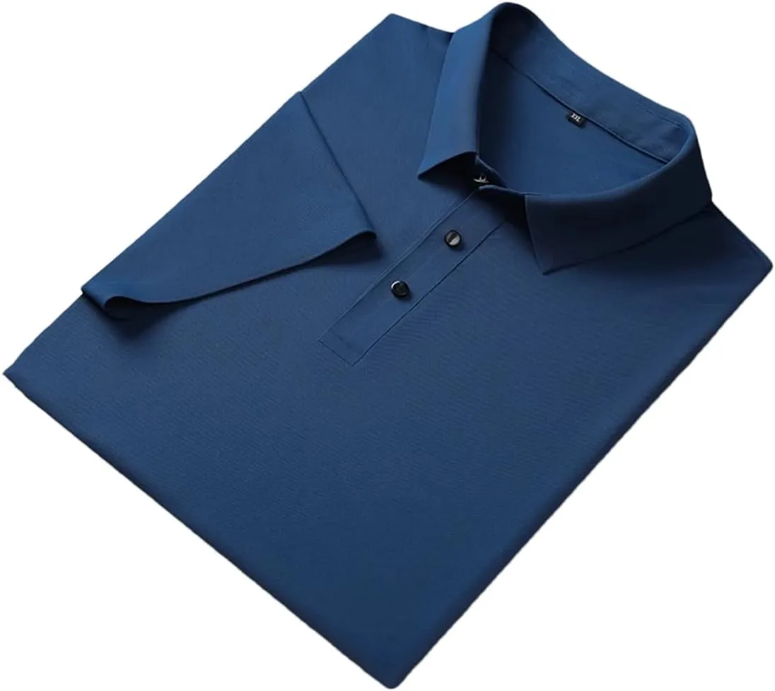 Men Polo Shirts Classic Short Sleeve Tee Breathable Cooling Quick Dry Nylon Golf T-Shirt