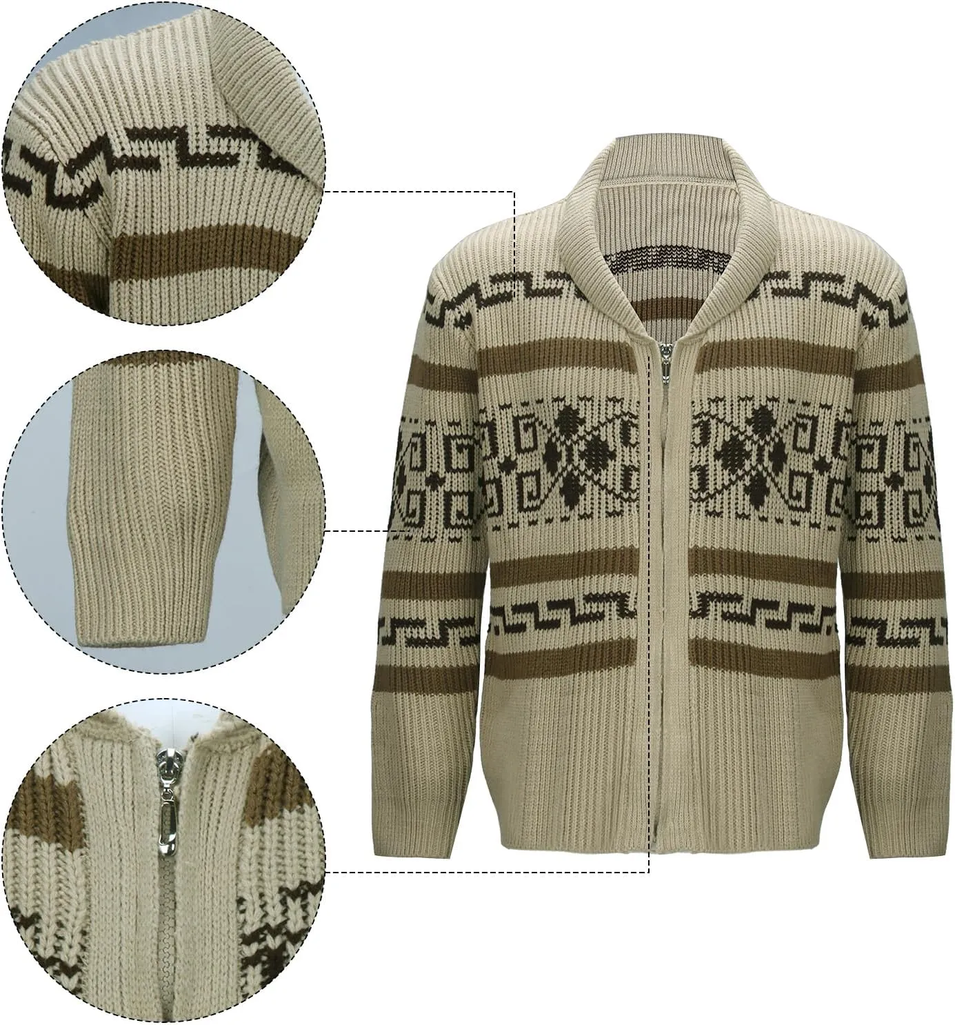 Men The Dude Sweater Costume Adults Shawl Collar Zip Up Knit Cardigan Sweater Halloween Cosplay Outerwear
