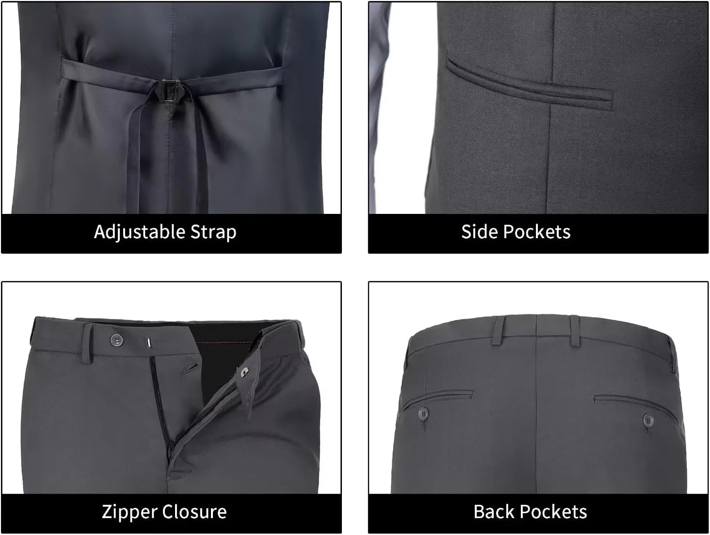 Men's 2 Piece Vest Pants Set Slim Fit Wedding Suit for Men with Tie Tuxedo Set for Business Christmas