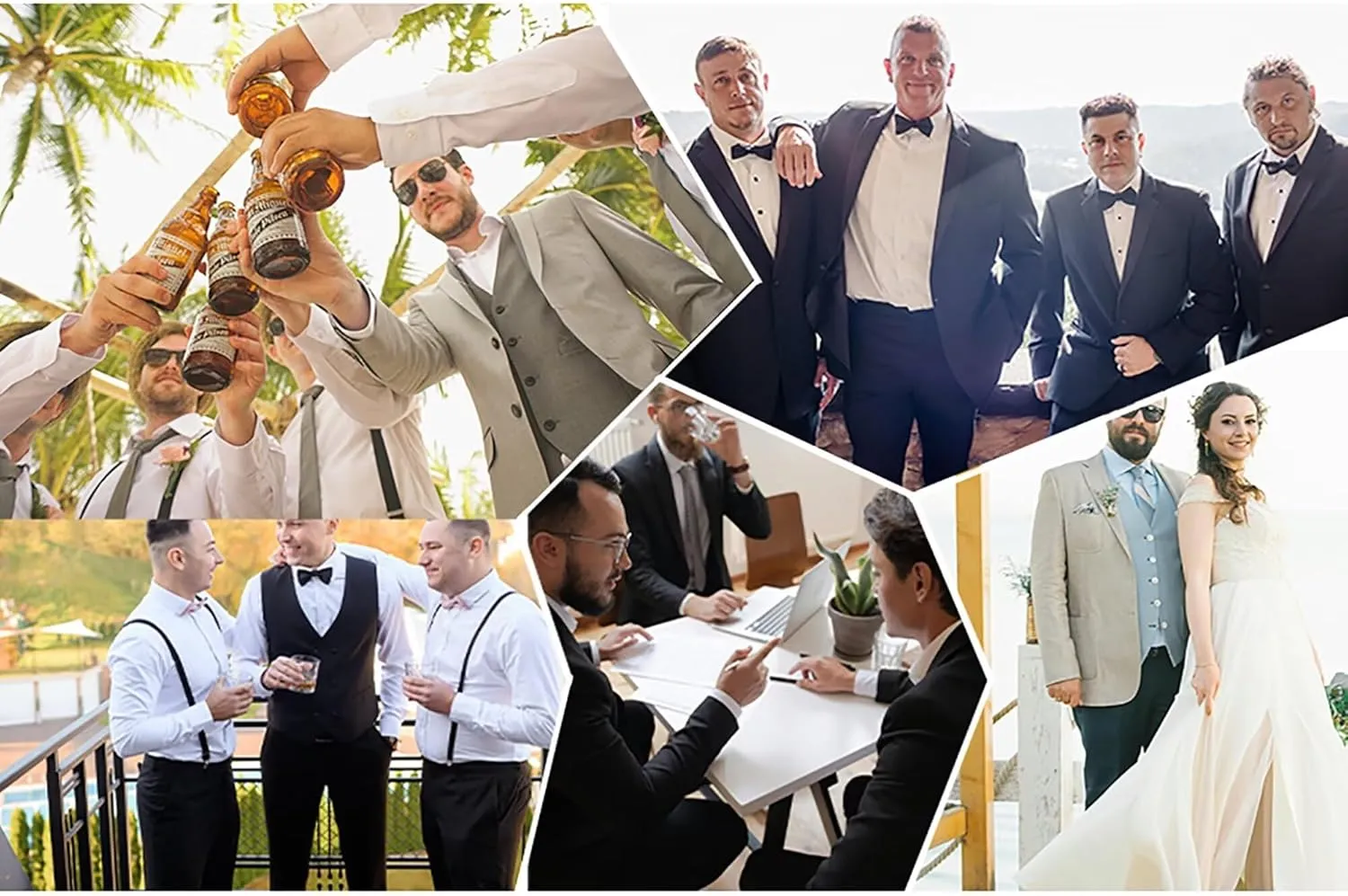 Men's 2 Piece Vest Pants Set Slim Fit Wedding Suit for Men with Tie Tuxedo Set for Business Christmas