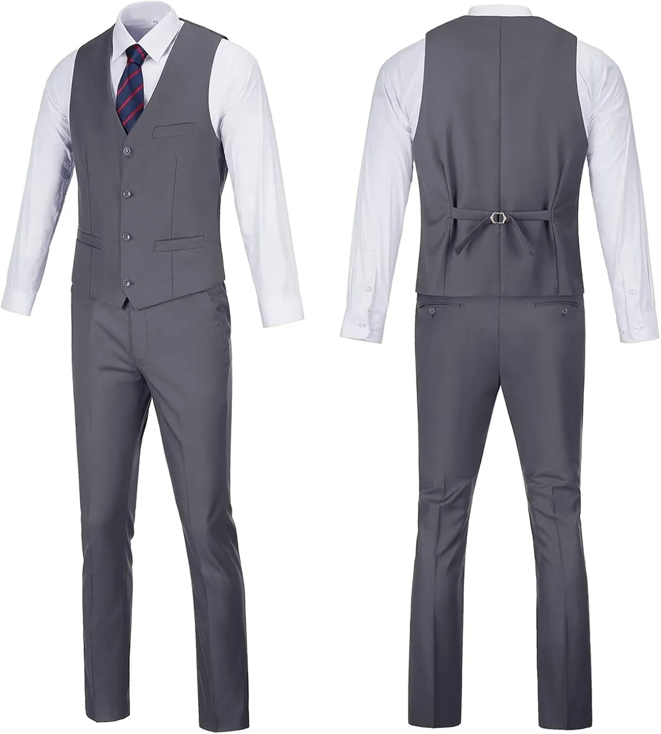 Men's 2 Piece Vest Pants Set Slim Fit Wedding Suit for Men with Tie Tuxedo Set for Business Christmas