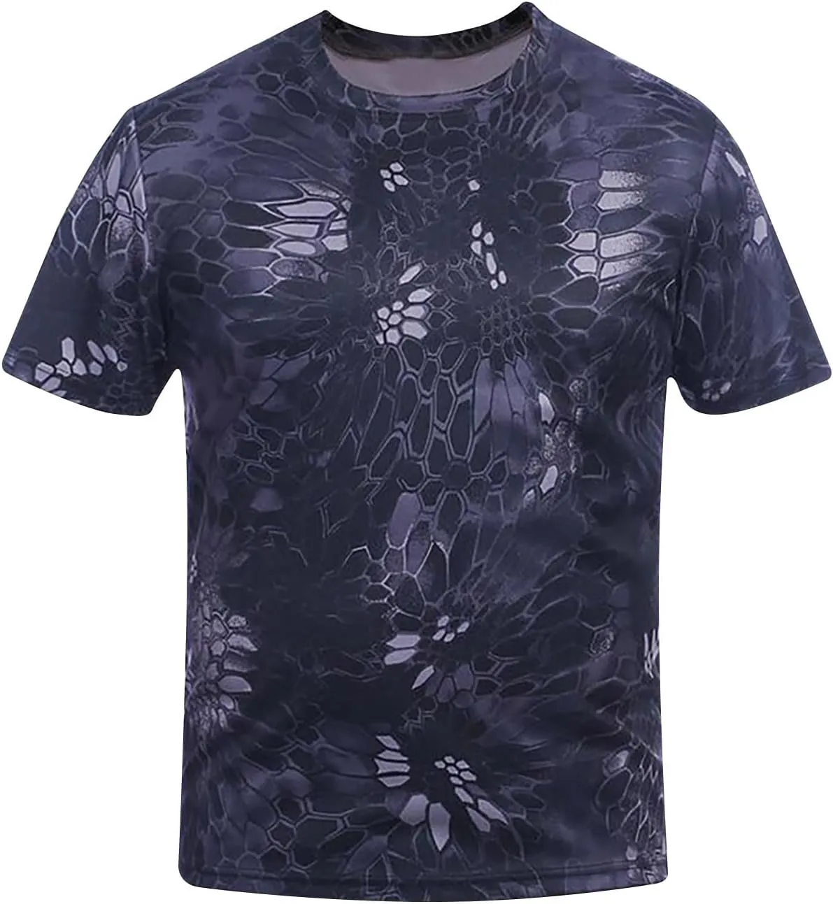 Mens Camo Fishing Shirts UPF 50  UV Protection Sun Shirt Lightweight Quick Dry Short Sleeve Rash Guard Swim T-Shirt