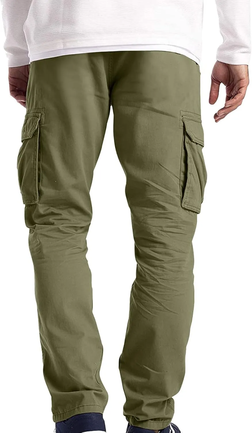 Mens Casual Cargo Pants Thin Lightweight Sweatpants Pleated Drawstring Pant Slim Fit Joggers Trousers Multi Pockets