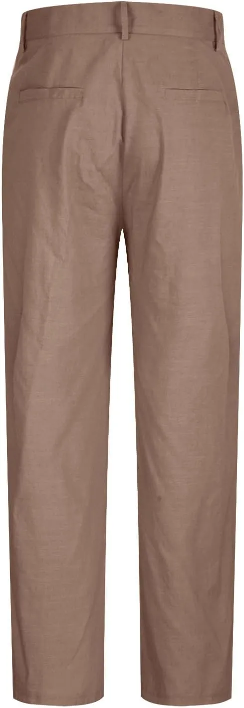 Mens Casual Linen Pants Loose Fit Elastic Drawstring Waist Straight-Legs Summer Yoga Beach Long Pants Trousers