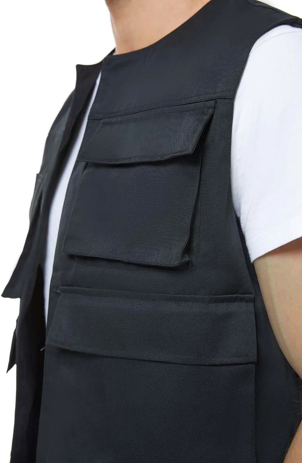 Men's Cosplay Vest Black Vest with Multi Pockets Deluxe Halloween Cosplay Outfits