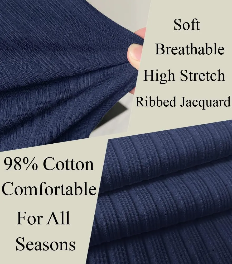 Men's Cotton Muscle Henley Shirts Slim Fit Short/Long Sleeve Stretchy Casual Stylish Ribbed Tee
