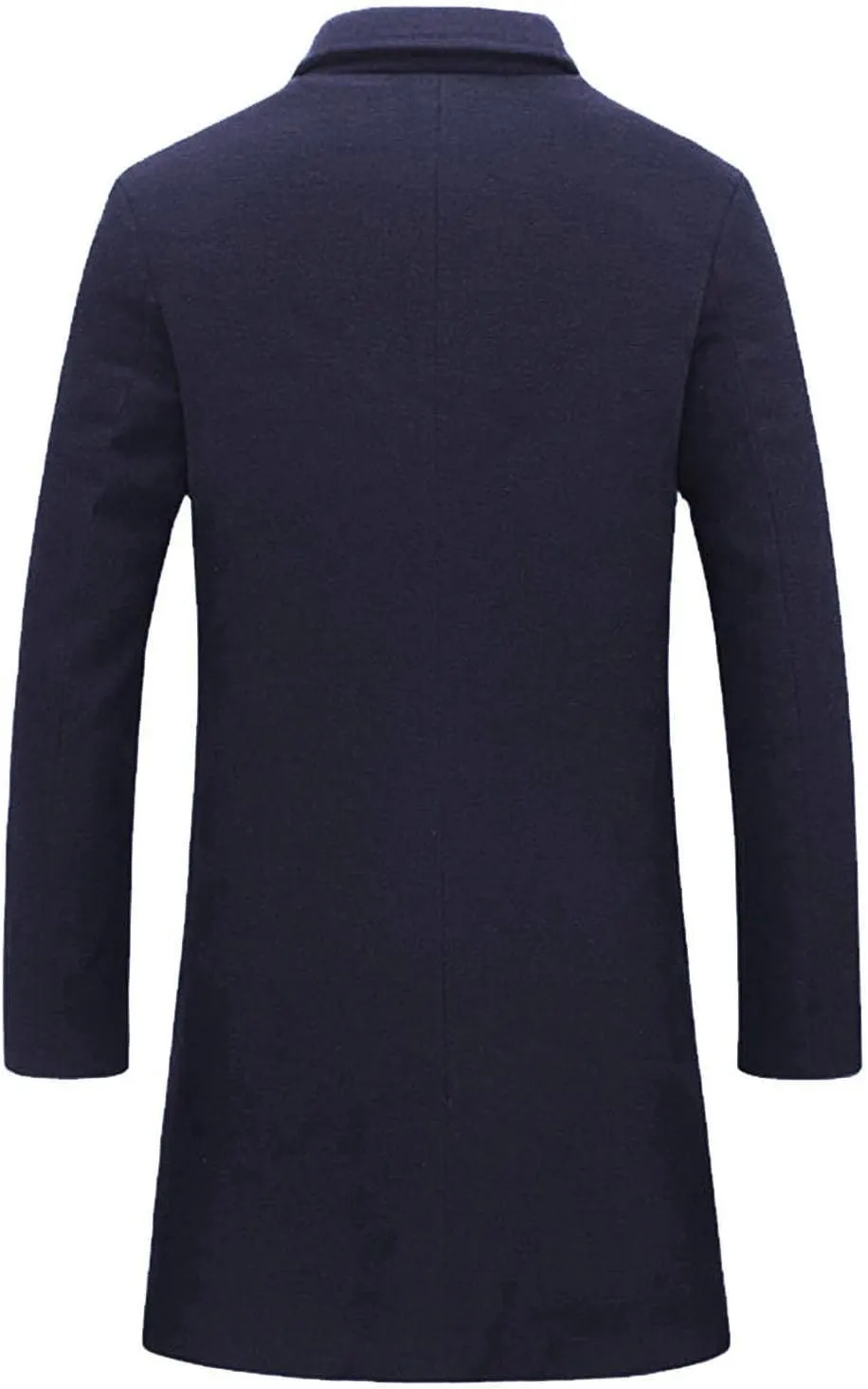 Mens Double Breasted Trench Coat Notched Collar Long Jacket Wool Blend Pea Coat Smart Casual Business Overcoat Big&Tall