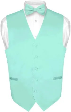 Men's Dress Vest & BowTie Solid PINK Color Bow Tie Set for Suit or Tuxedo