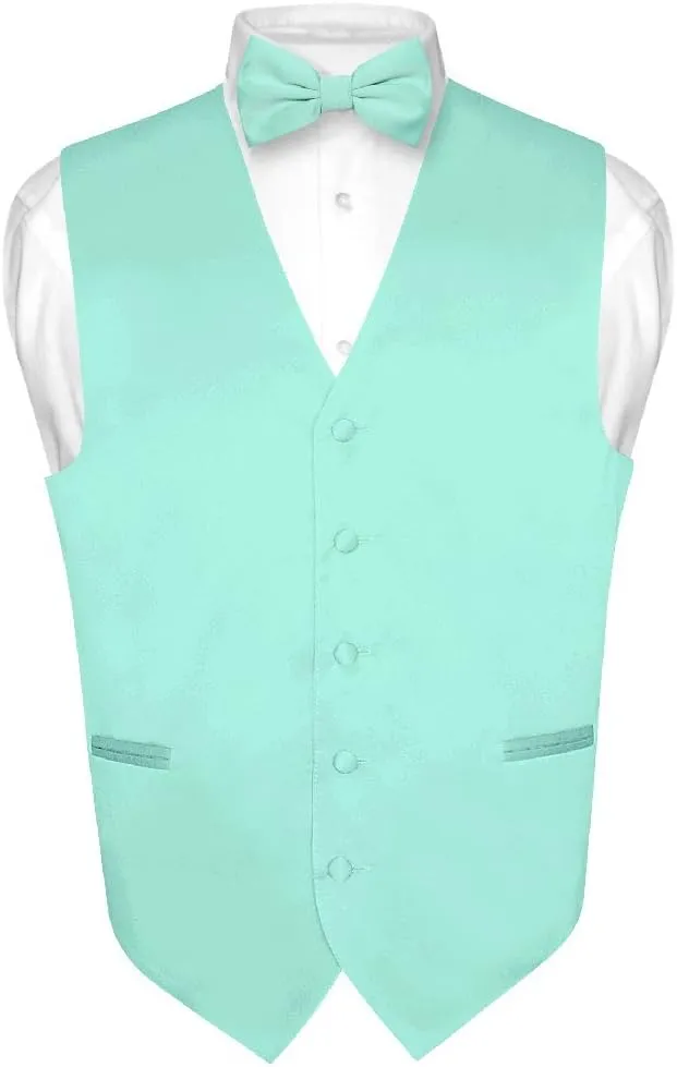 Men's Dress Vest & BowTie Solid PINK Color Bow Tie Set for Suit or Tuxedo