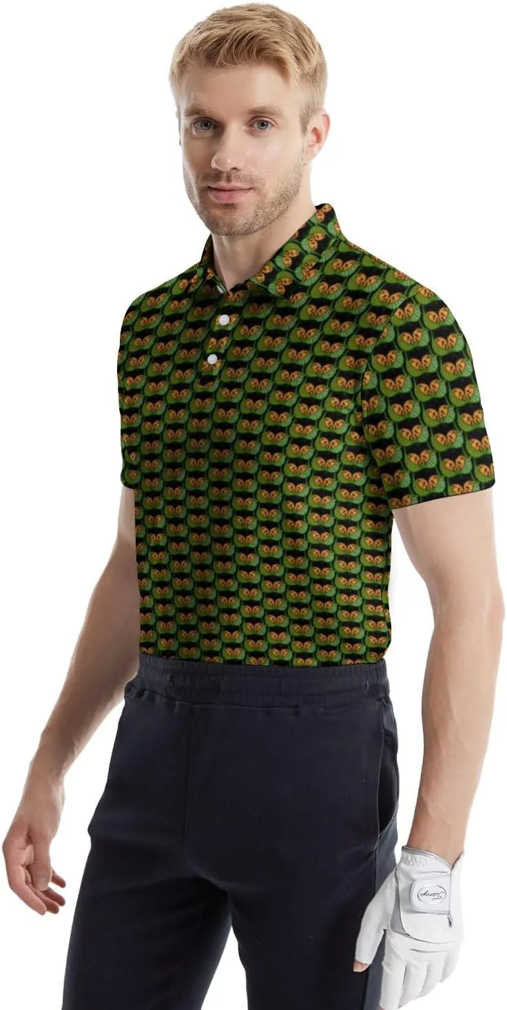 Men's Golf Shirts Funny Polo Shirt Moisture Wicking Golf Shirt Quick-Dry Polo Shirts Short Sleeve Funny Theme Outfits for Men