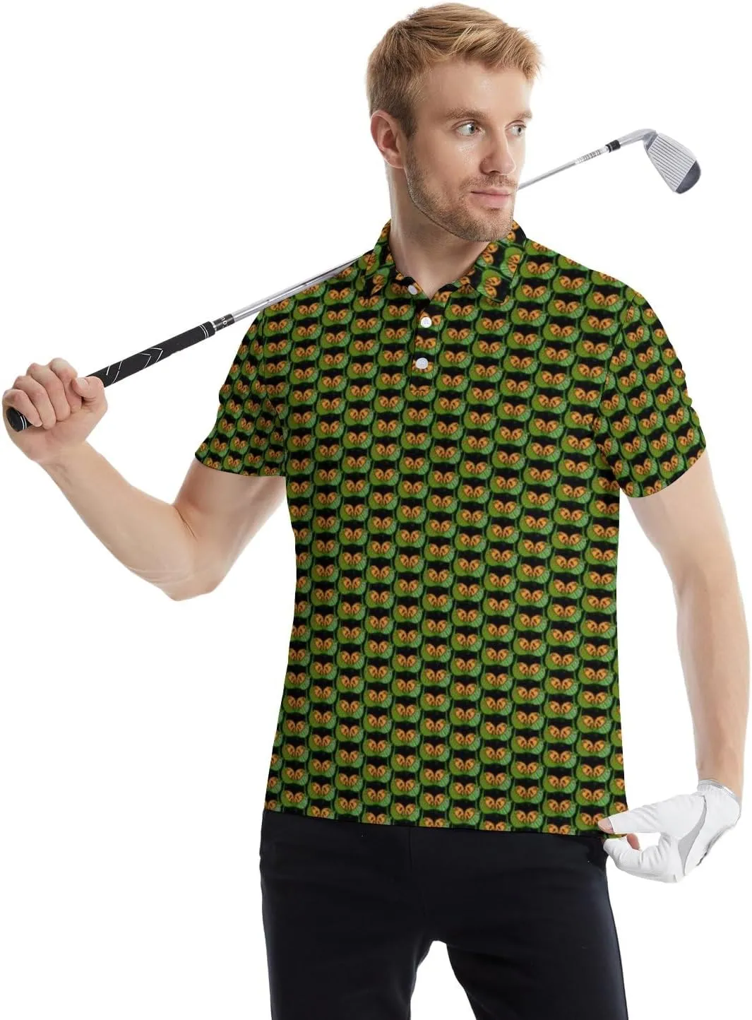 Men's Golf Shirts Funny Polo Shirt Moisture Wicking Golf Shirt Quick-Dry Polo Shirts Short Sleeve Funny Theme Outfits for Men