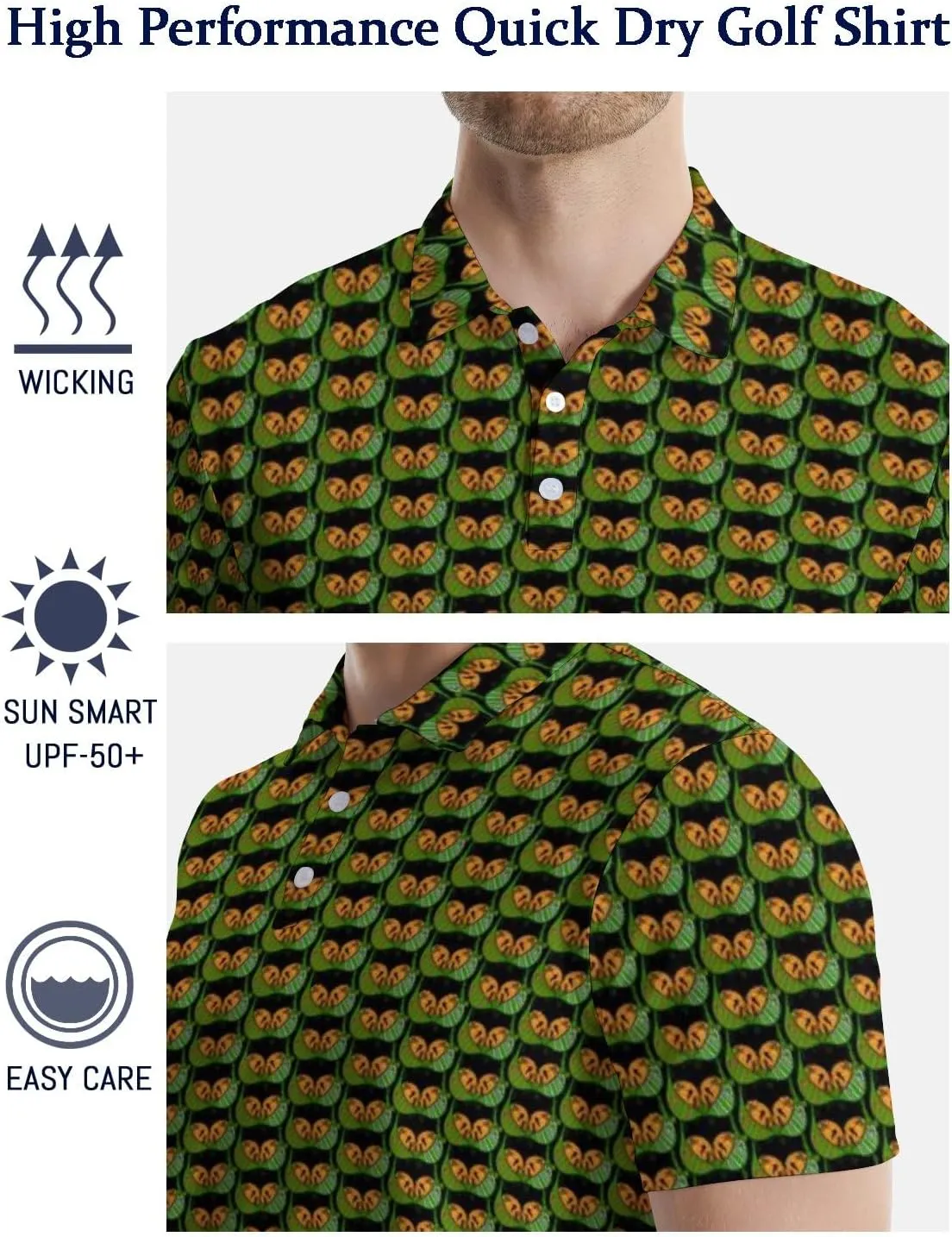 Men's Golf Shirts Funny Polo Shirt Moisture Wicking Golf Shirt Quick-Dry Polo Shirts Short Sleeve Funny Theme Outfits for Men