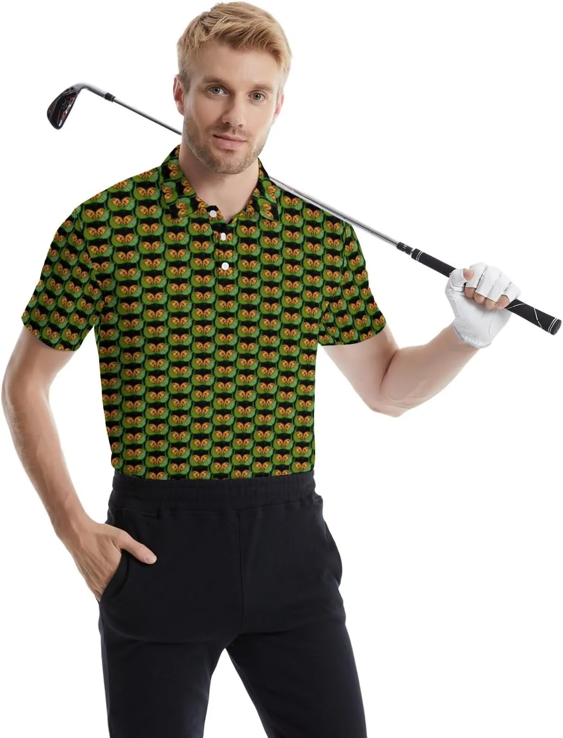 Men's Golf Shirts Funny Polo Shirt Moisture Wicking Golf Shirt Quick-Dry Polo Shirts Short Sleeve Funny Theme Outfits for Men